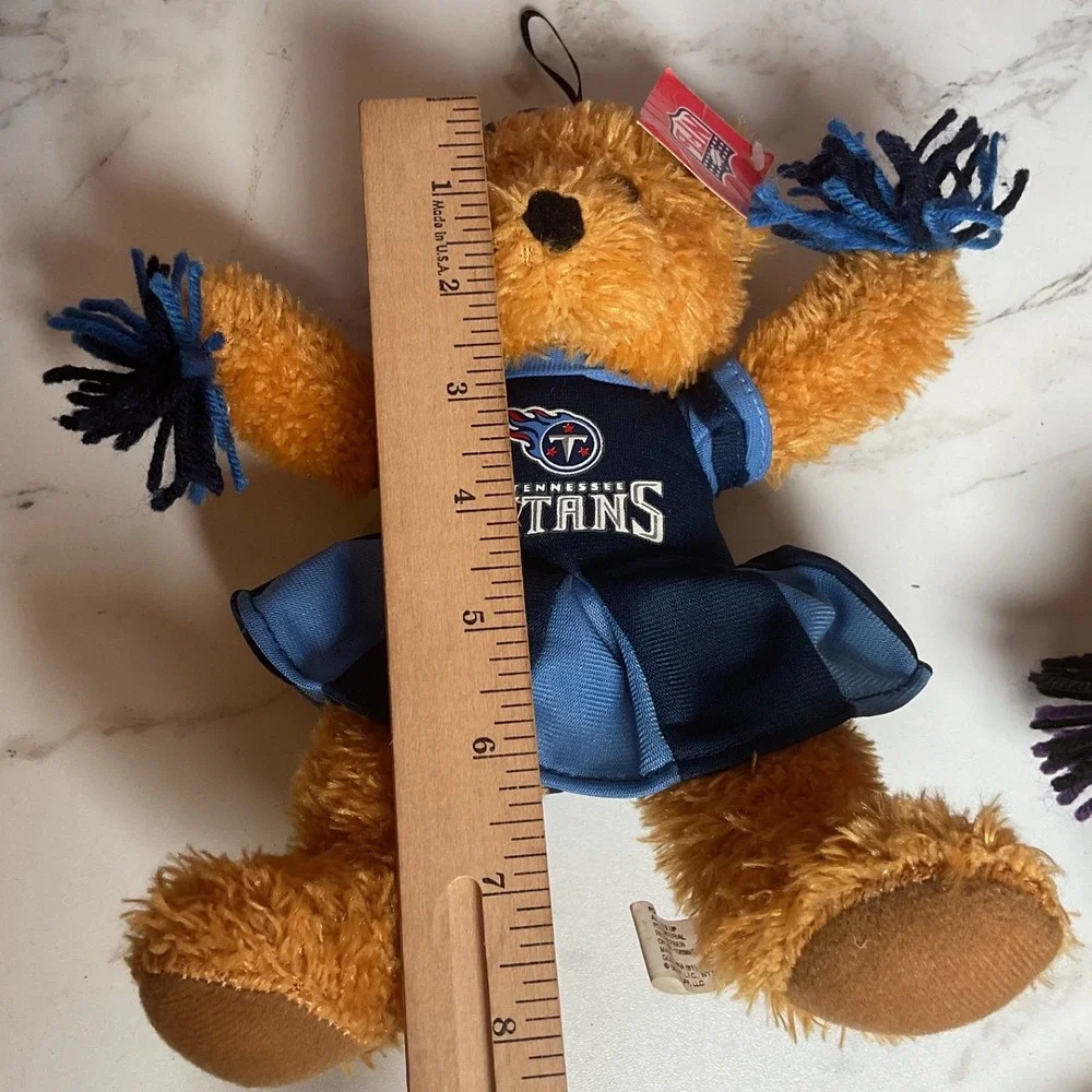 NFL Tennessee Titans Cheerleader Bear Unisex Small Brown Navy Plush Pom Poms